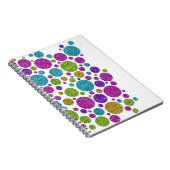 Farbenfrohe Glittery Punkte auf jedem Farbbuch Notizblock (Rechte Seite)