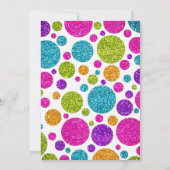 Farbenfrohe Glittery Punkte auf jeder Farbe Bat Mi Einladung (Rückseite)