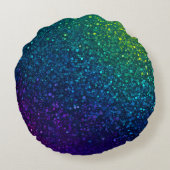 Farbenfrohe Glitzer Art Round Throw Kissen (Rückseite)