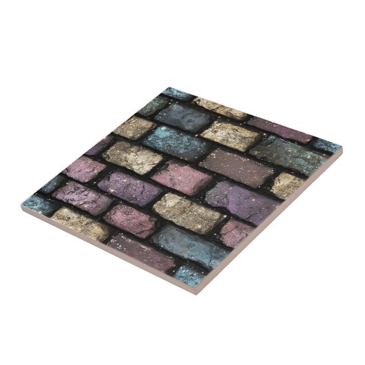 Farbenfrohe Glitzer Brick Pattern Fliese (Seite)