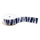 Farbenfrohe Glitzer Dots Blue Zebra Streifen Satinband (Spule)