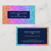 Farbenfrohe Glitzer Gradient & Midnight Blue Akzen Visitenkarte (Vorne/Hinten)