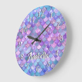 Farbenfrohe Glitzer Mermaid-Skala Große Wanduhr (Winkel)