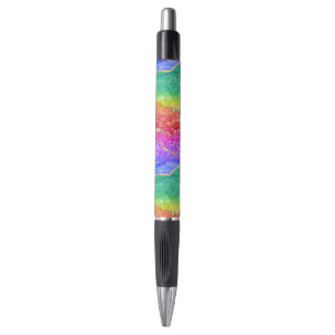 Farbenfrohe Glitzer mit leuchtendem Regenbogen Kugelschreiber