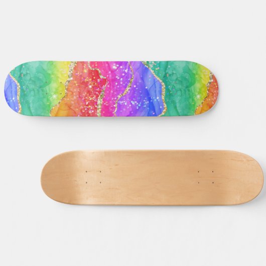 Farbenfrohe Glitzer mit leuchtendem Regenbogen Skateboard (Horizontal)