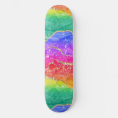 Farbenfrohe Glitzer mit leuchtendem Regenbogen Skateboard (Vorderseite)