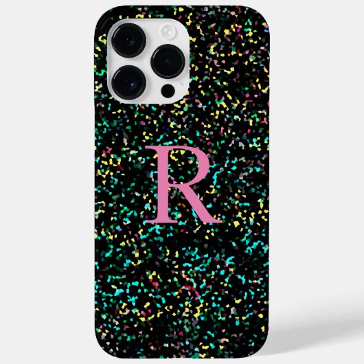 Farbenfrohe Glitzer-Muster für rosa Monogramme Case-Mate iPhone Hülle (Rückseite)