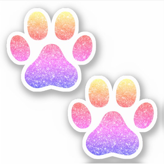 Farbenfrohe Glitzer Paw Prints Pet Lover Aufkleber (Vorderseite)