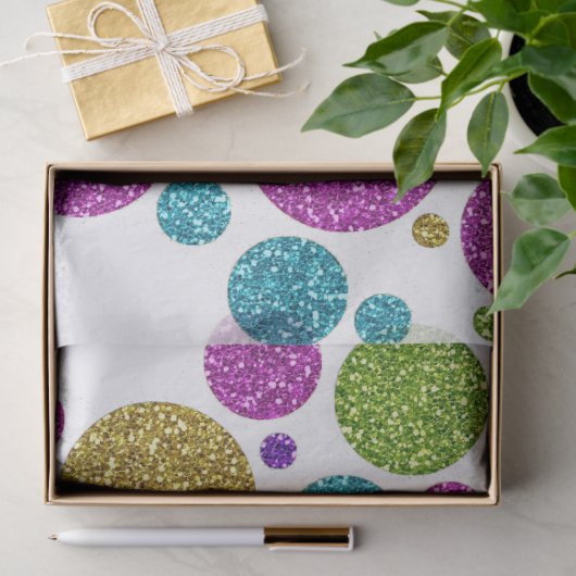 Farbenfrohe Glitzer Punkte Seidenpapier (Geschenk)