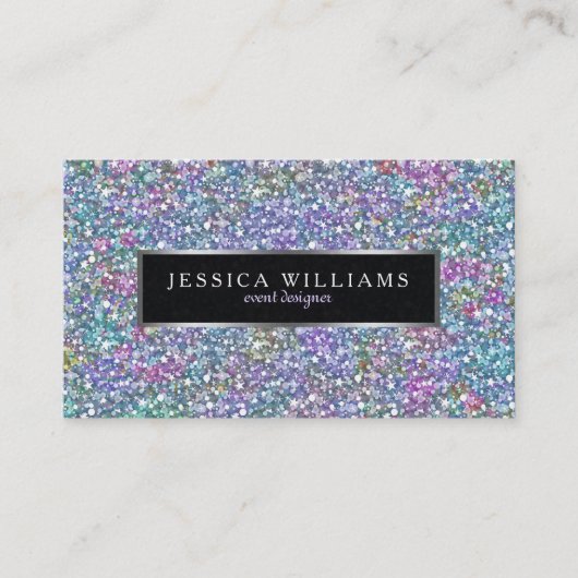 Farbenfrohe Glitzer und Glitzern drucken Silberakz Visitenkarte (Vorderseite)