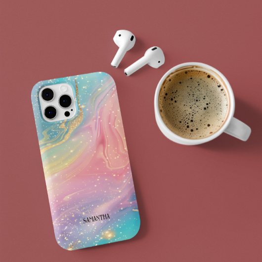 Farbenfrohe glitzerfarbene Marmortextur Monogramm Case-Mate iPhone Hülle