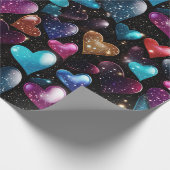 Farbenfrohe glitzernde Herzmuster Geschenkpapier (Ecke)