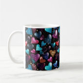 Farbenfrohe glitzernde Herzmuster Kaffeetasse (Links)