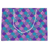 Farbenfrohe glitzernde Mermaid-Skalen Große Geschenktüte (Vorderseite)