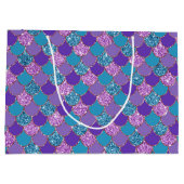 Farbenfrohe glitzernde Mermaid-Skalen Große Geschenktüte (Rückseite)