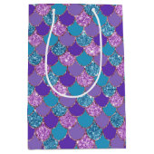 Farbenfrohe glitzernde Mermaid-Skalen Mittlere Geschenktüte (Vorderseite)
