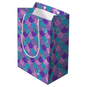 Farbenfrohe glitzernde Mermaid-Skalen Mittlere Geschenktüte