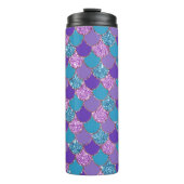Farbenfrohe glitzernde Mermaid-Skalen Thermosbecher (Vorderseite)