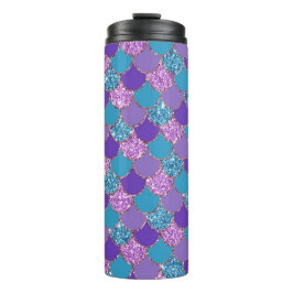 Farbenfrohe glitzernde Mermaid-Skalen Thermosbecher