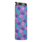 Farbenfrohe glitzernde Mermaid-Skalen Thermosbecher (Nach rechts gedreht)