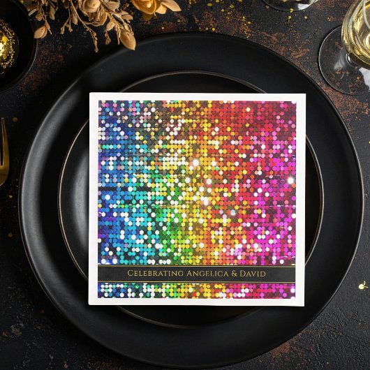 Farbenfrohe glitzernde Pailletten-Papier-Serviette Serviette