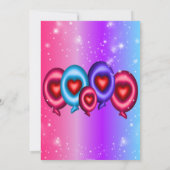 Farbenfrohe Glossy Heart Balloons Galentinstag Einladung (Rückseite)