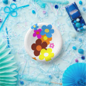 Farbenfrohe glückliche Blume Pappteller (Party)