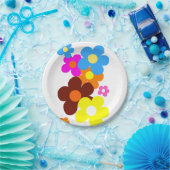 Farbenfrohe glückliche Blume Pappteller (Party)