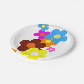Farbenfrohe glückliche Blume Pappteller (Schrägansicht)
