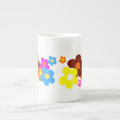 Farbenfrohe glückliche Blume Porzellantasse (Vorderseite)