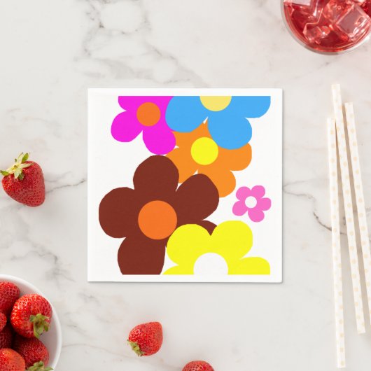 Farbenfrohe glückliche Blume Serviette (Beispiel)