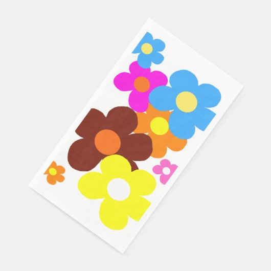 Farbenfrohe glückliche Blume Serviette (Ecke)