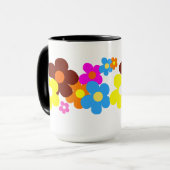 Farbenfrohe glückliche Blume Tasse (Vorderseite Links)