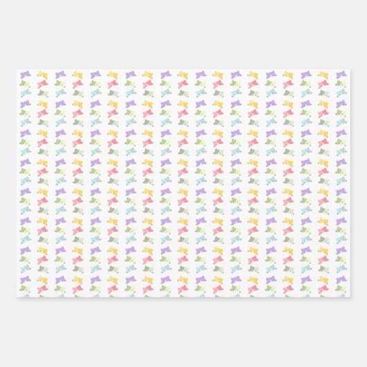 Farbenfrohe glückliche Kätzchen Muster Geschenkpapier Set (Vorderseite 3)