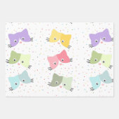 Farbenfrohe glückliche Kätzchen Muster Geschenkpapier Set (Vorderseite 2)