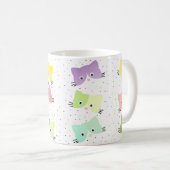 Farbenfrohe glückliche Kätzchen Muster Kaffeetasse (VorderseiteRechts)