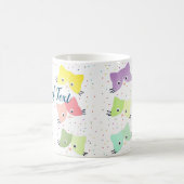 Farbenfrohe glückliche Kätzchen Muster Kaffeetasse (Mittel)