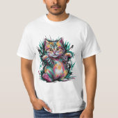 Farbenfrohe glückliche Katze T-Shirt (Vorderseite)