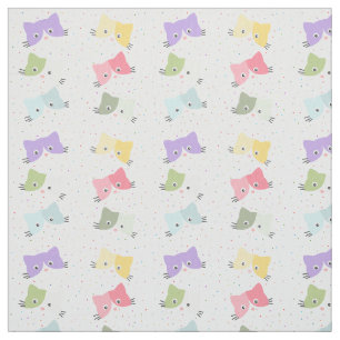 Farbenfrohe glückliche KIttens Muster Stoff