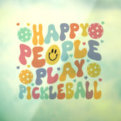 Farbenfrohe glückliche Leute spielen Pickleball Fensteraufkleber (Blatt 3)