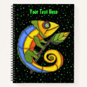 Farbenfrohe glückliche Lizard Holding Leaf Grüne P Notizblock (Vorderseite)