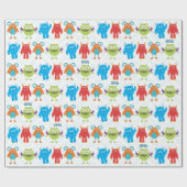 Farbenfrohe glückliche Monster mit Kid Name Patter Geschenkpapier (Flach)