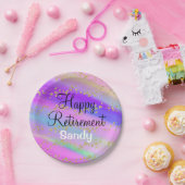 Farbenfrohe glückliche Pension Unicorn Gold Glitze Pappteller (Party)