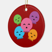 Farbenfrohe glückliche Skulls Keramik Ornament (Links)