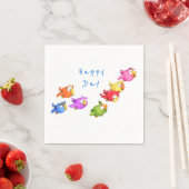 Farbenfrohe glückliche Vögel Napkins Custom Text Serviette (Beispiel)
