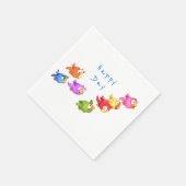 Farbenfrohe glückliche Vögel Napkins Custom Text Serviette (Ecke)