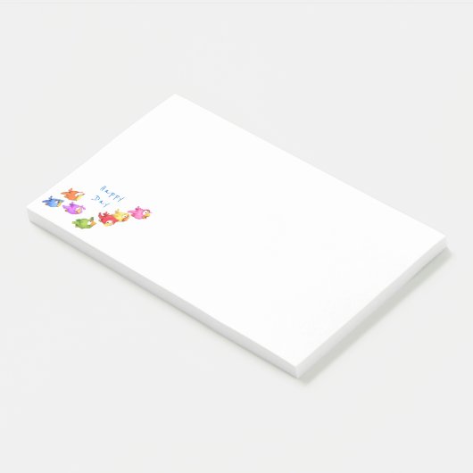 Farbenfrohe glückliche Vögel - Niedliche Sonnenspu Post-it Klebezettel (angewinkelt)