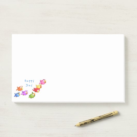 Farbenfrohe glückliche Vögel - Niedliche Sonnenspu Post-it Klebezettel (Auf Schreibtisch)