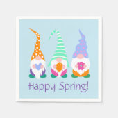 Farbenfrohe Glückspilze Gnomes Grüße Serviette (Vorderseite)