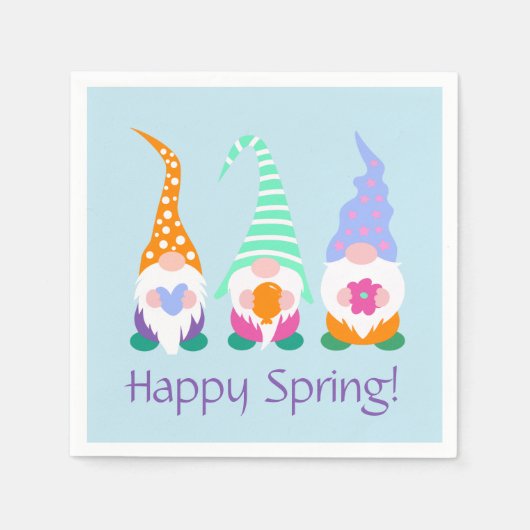 Farbenfrohe Glückspilze Gnomes Grüße Serviette (Vorderseite)